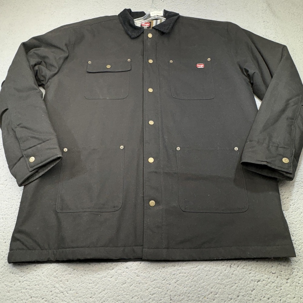Wrangler Jacket Mens 2XL Black Canvas Blanket Lined Heavy Chore Work‎ Barn Coat